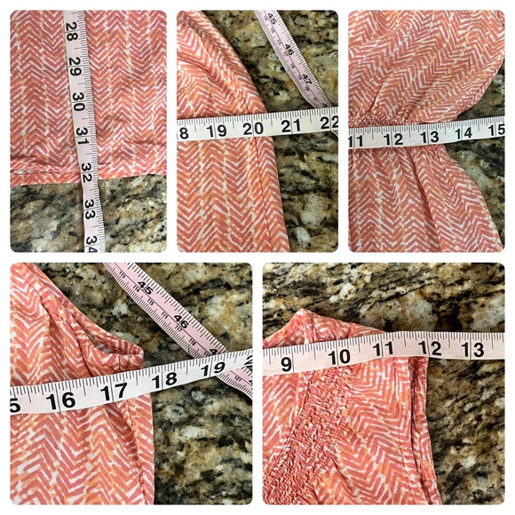 Ann Taylor LOFT Coral Chevron Blouson Mini Dress Size M Semi Sheer Beachy Boho - Picture 6 of 9